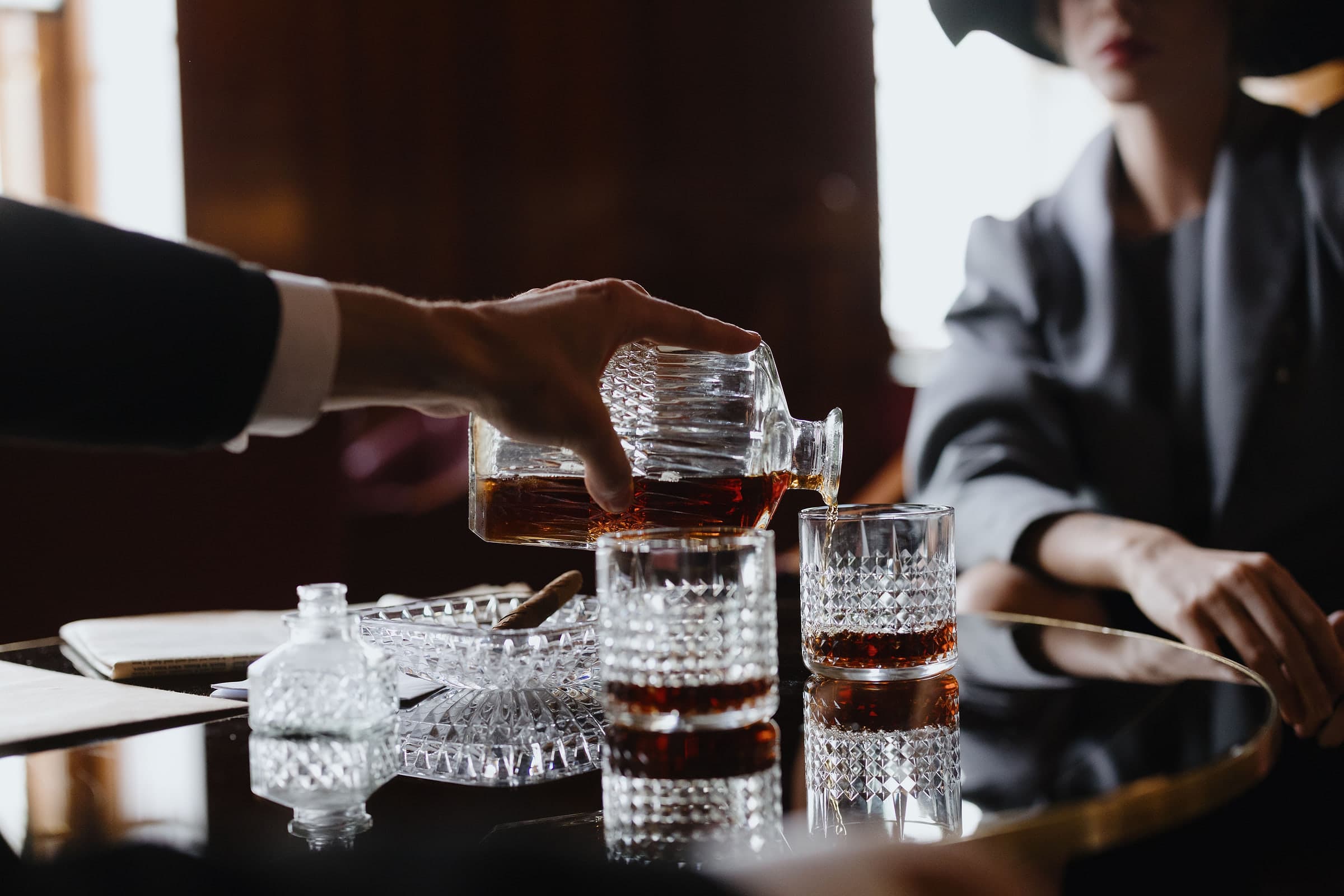 Baijiu being poured into a glass